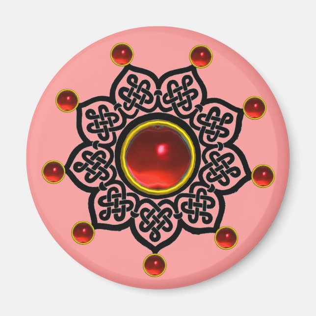 GOTHISCHE SONNE  Roter Rubin-Edelstein Magnet (Vorne)