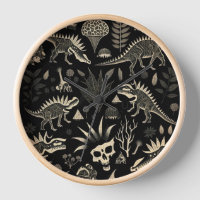 Gothische Stammes-Dinosaurier-Skelett-Wanduhr