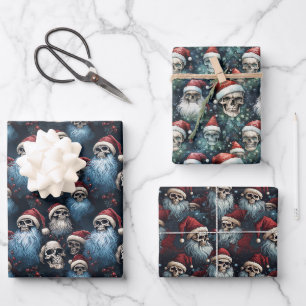 Gothische Weihnachtskugeln in Weihnachtsmannmützen Geschenkpapier Set