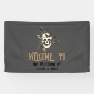 Gothischer Blumenschädel Schmetterlinge Hochzeit Banner