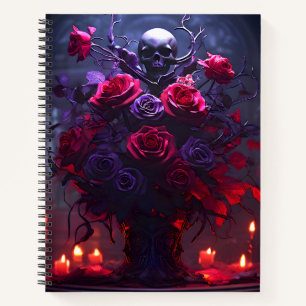 Gothischer Blumenstrauß Schädel und Kerzen Notizbuch