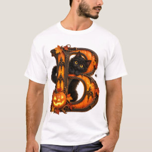 Gothischer Buchstabe B Halloween-Kürbis & schwarze T-Shirt