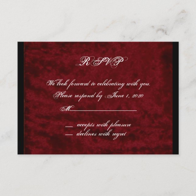 Gothischer Engel auf Red Velvet Response Card RSVP Karte (Vorderseite)