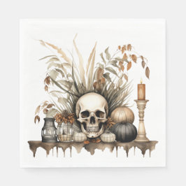 Gothischer Fall - Skull und Pampas Grass Party Serviette