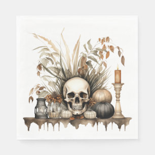 Gothischer Fall - Skull und Pampas Grass Party Serviette