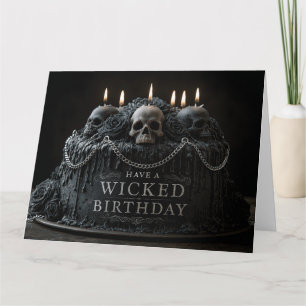 Gothischer Geburtstagskuchen mit Totenköpfen und G Karte