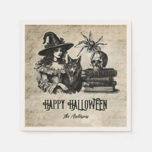 Gothischer Halloween-Schädelwolf Serviette