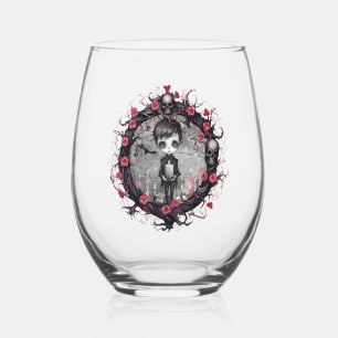 Gothischer Junge mit Blume Kraut Edelstahlglas Weinglas Ohne Stiel