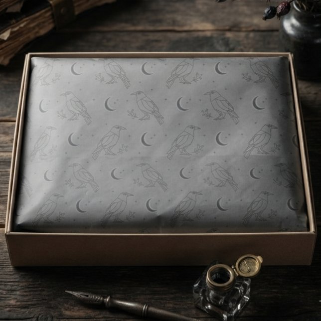 Gothischer Mondrabe Seidenpapier (Lunar raven tissue paper for gothic birthday gifts.)