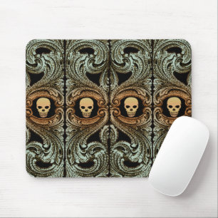Gothischer Salbeigrüner Schmuck mit Totenkopf Mousepad