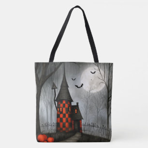 Gothischer Schachbrett-Halloween-Turm Tasche