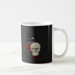 Gothischer Schädel mit Rose und Reben Kaffeetasse
