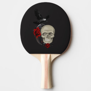 Gothischer Schädel mit Rose und Reben Tischtennis Schläger