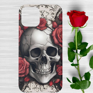Gothischer Schädel mit Rote Rosen Case-Mate iPhone Hülle