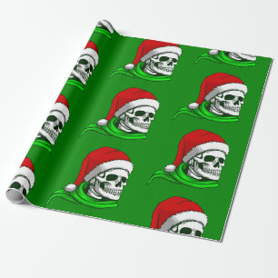 gothischer Weihnachts-Santa-Totenkopf-Skelett Geschenkpapier