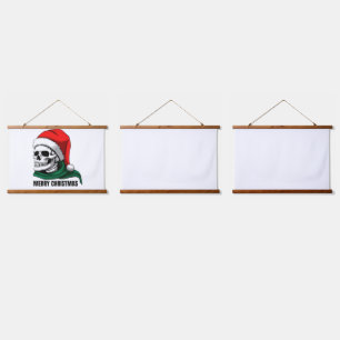 Gothischer Weihnachts-Schädel mit Santa-Hut Wandteppich Mit Holzrahmen
