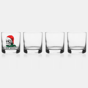 Gothischer Weihnachts-Schädel mit Santa-Hut Whiskyglas