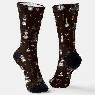 Gothischer Weihnachtsbaum Gruselige Schneemänner Socken