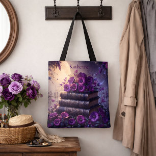Gothisches Buch Lila Blumenmuster Tasche