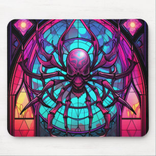 Gothisches Buntglas-Totenkopf-Spinne Mousepad