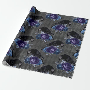 Gothisches florales Halloween-Raben-Muster Geschenkpapier