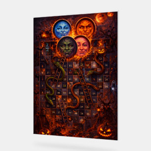 Gothisches Halloween-Schlangen-und-Leitern-Mystik- Acrylschild