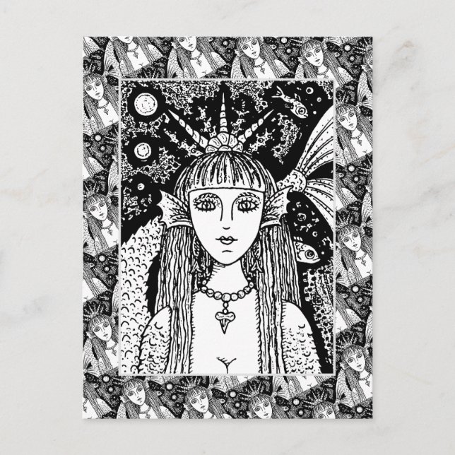 GOTHISCHES MERMAID, SCHWARZES MEER SIREN FANTASY W POSTKARTE (Vorderseite)