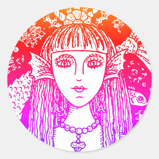 GOTHISCHES MERMAID, SCHWARZES MEER SIREN FANTASY W RUNDER AUFKLEBER (Vorderseite)