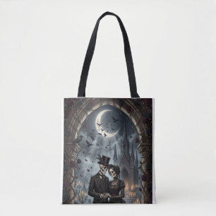Gothisches Skelett-Paar Dark Romance Rosen  Tasche