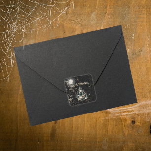 Gothisches Spukhaus Hexe Halloween-Party Quadratischer Aufkleber
