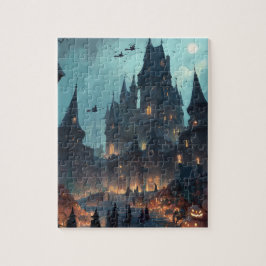 Gothisches Spukschloss Halloween Puzzle – Hexen