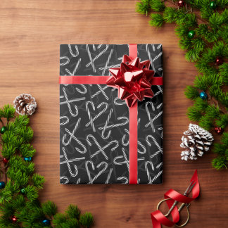 Gothmas Black and White Candy Cane Pattern Geschenkpapier