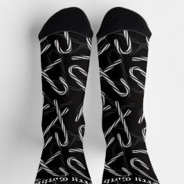 Gothmas Black and White Candy Cane Pattern Socken