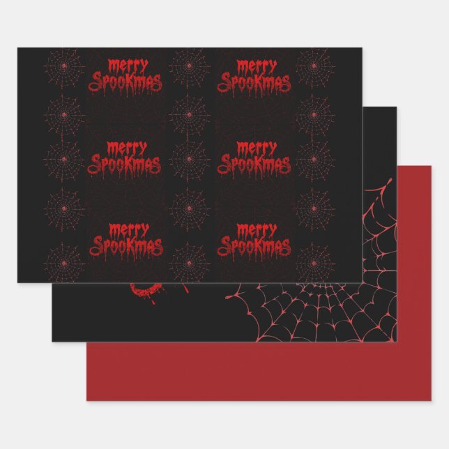 Gothmas Bold Red Script on Black Goth Christmas Geschenkpapier Set (Set)