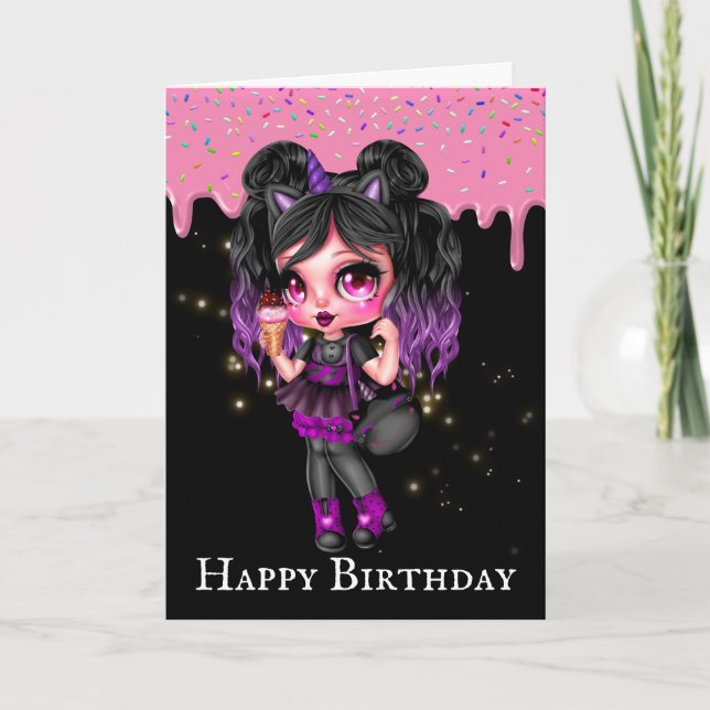 Gothmets lila schwarzer Zuckerguss tropfen Karte (Vorderseite)
