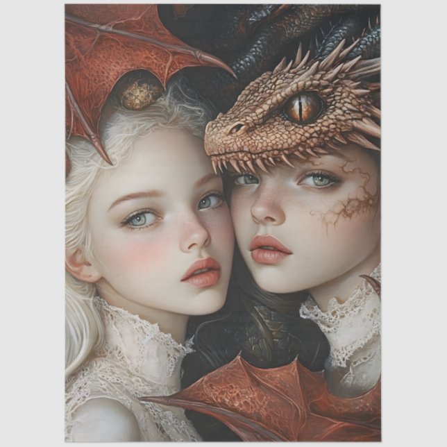 Gothological Mythological Nymph Fantasy Dragon Seidenpapier (Vorderseite)