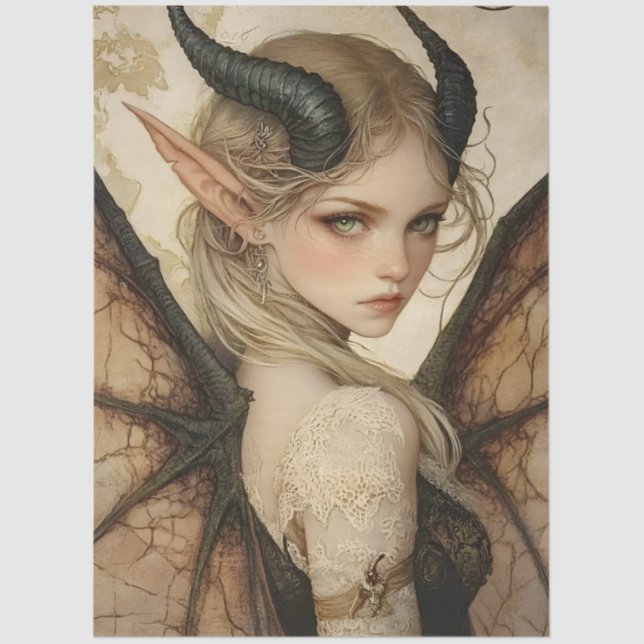 Gothological Mythological Nymph Fantasy Dragon Seidenpapier (Vorderseite)