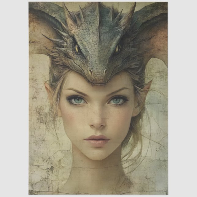 Gothological Mythological Nymph Fantasy Dragon Seidenpapier (Vorderseite)