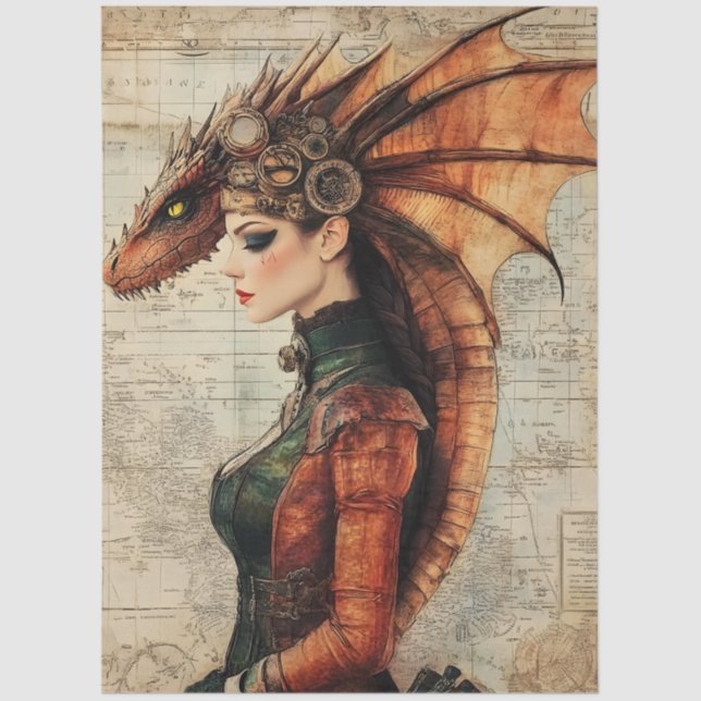 Gothological Mythological Nymph Fantasy Dragon Seidenpapier (Vorderseite)
