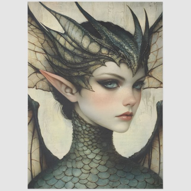 Gothological Mythological Nymph Fantasy Dragon Seidenpapier (Vorderseite)