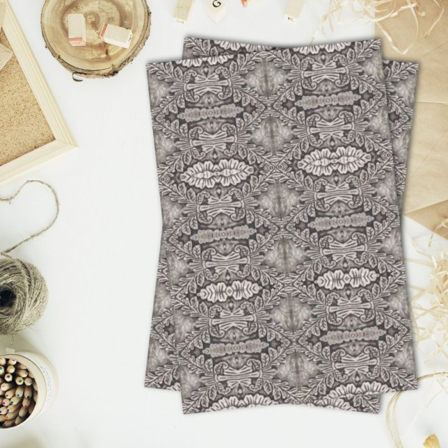Gothrenaissance verziertes silbergraues Stammmuste Seidenpapier (goth renaissance ornate silver grey tribal pattern tissue paper)