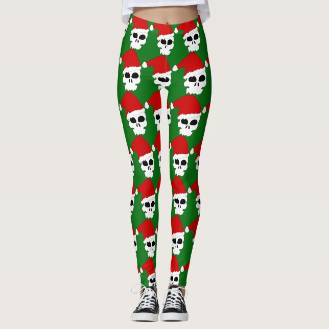 Gothschädel-Weihnachtslieder Leggings (Vorderseite)