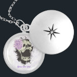 Gothskull mit Vintager lila Rose Halskette<br><div class="desc">Goth Skull mit Vintager Mandarine lila Rose individuelle Halskette.</div>