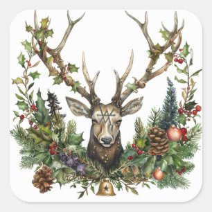 Gotik, Heide, Nordisch, Weihnachten oder Weihnacht Quadratischer Aufkleber
