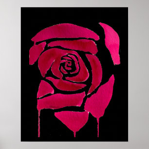 Gotische Abstrakte blumenblutende Rose Originale K Poster