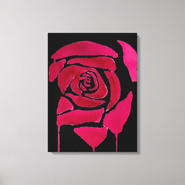 Gotische Abstrakte Rose Aquarell Blumenkunst Leinwanddruck (Vorderseite)