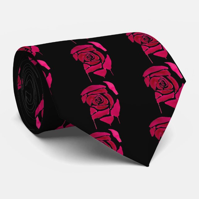Gotische abstrakte Rose Aquarellkunst Krawatte (Gerollt)