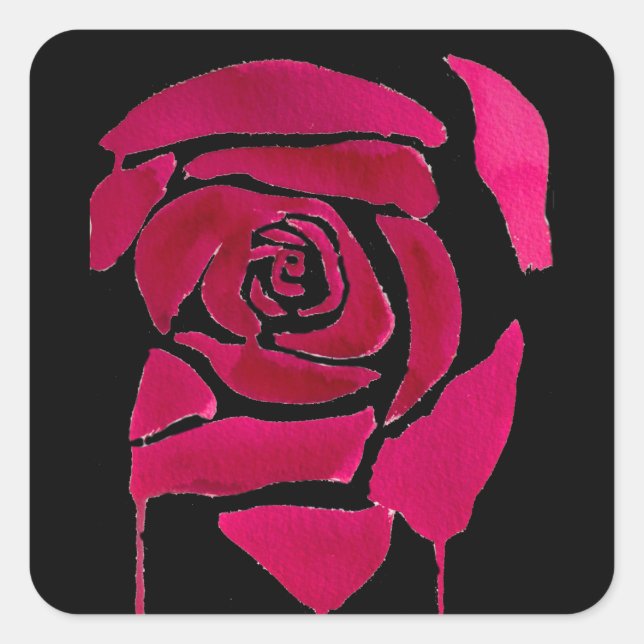 Gotische abstrakte Rose Aquarellkunst Quadratischer Aufkleber (Vorderseite)
