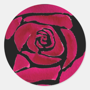 Gotische abstrakte Rose Aquarellkunst Runder Aufkleber