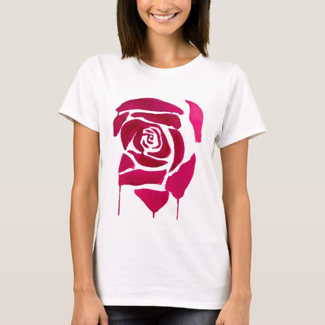 Gotische abstrakte Rose Aquarellkunst T-Shirt (Vorderseite)